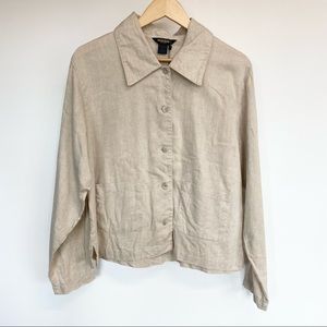 woolrich cotton & linen button up top 
size xl